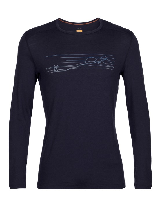 Icebreaker 200 Oasis LS Crewe Ski Stripes
