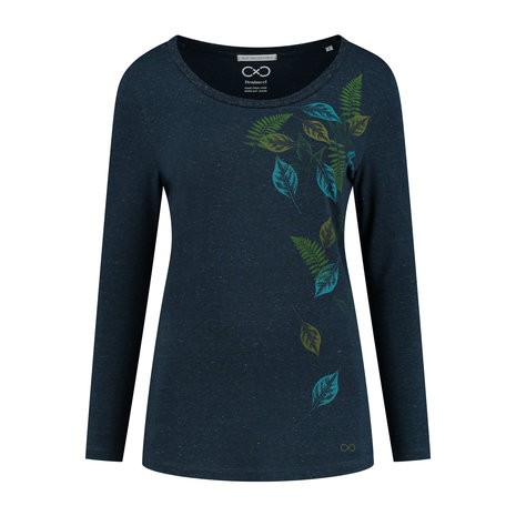 Blue Loop Denimcel Stretch Falling Leaves LS W