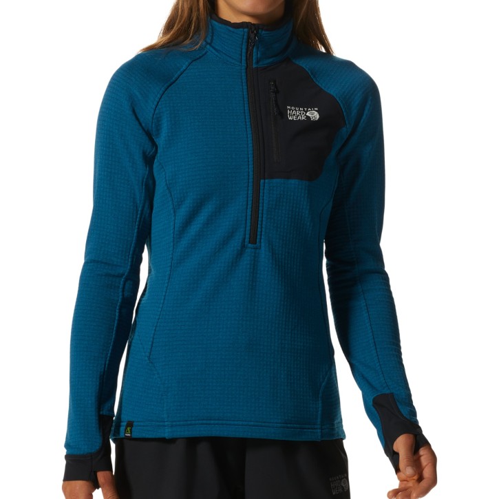 Mountain Hardwear Polartec Power Grid Full Zip Hoody Women L / vinson blue heather