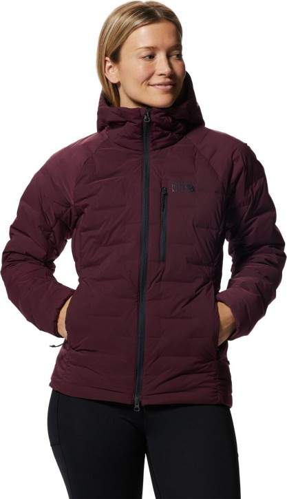 Mountain Hardwear Stretch Down Hooded Women Jacket XL / cocoa red