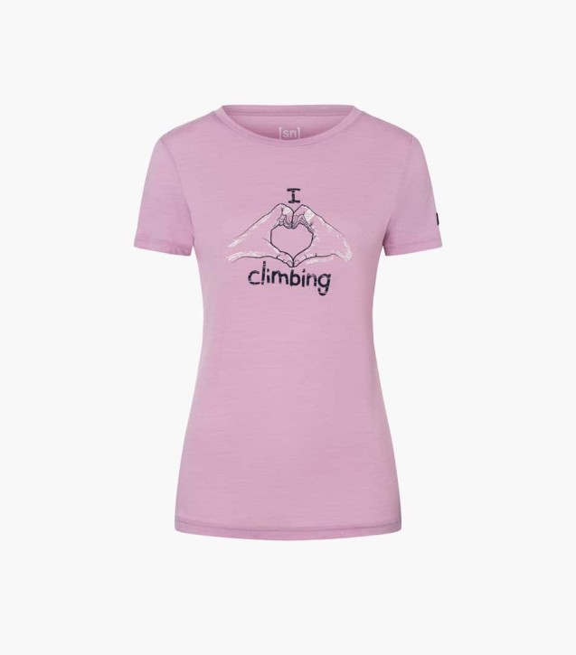 Supernatural W I Love Climbing Tee L / mauve mist/blueberry/natural white